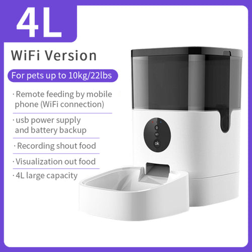 4l Pet Automatic Feeder Wifi/button Version Timed Smart Remote Control