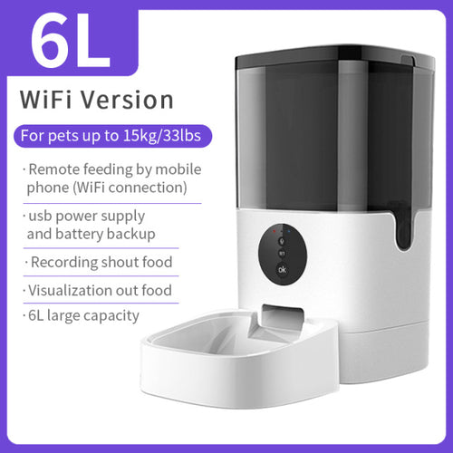 4l Pet Automatic Feeder Wifi/button Version Timed Smart Remote Control