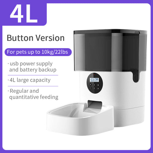 4l Pet Automatic Feeder Wifi/button Version Timed Smart Remote Control