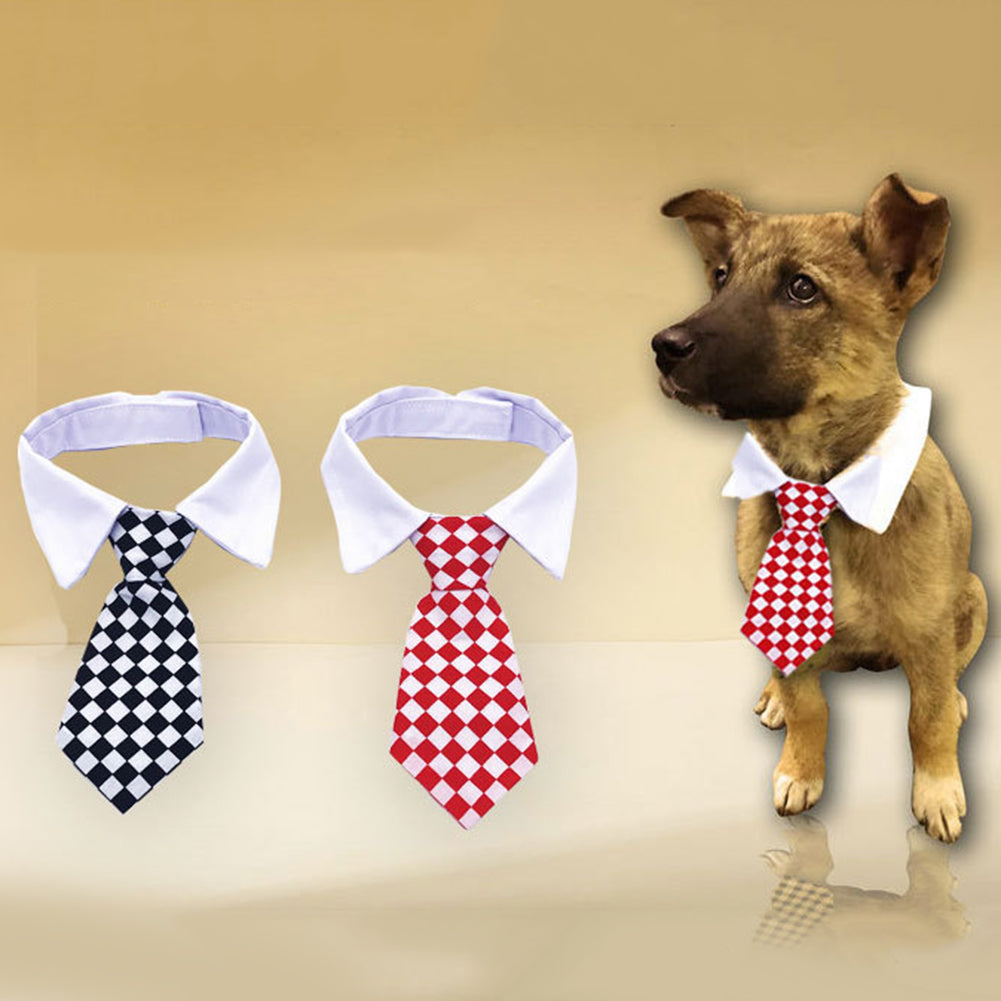 9 Colors Necktie For Small And Medium Dog Grid Printed Pet Accessories