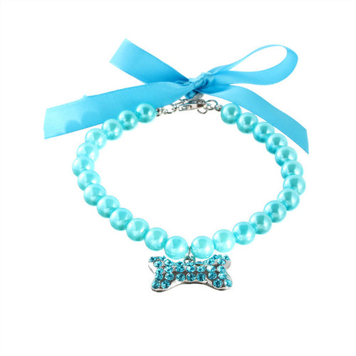 Imitation Pearl Cute Dog Necklace Pet Collar Accessories Jewelry Neck