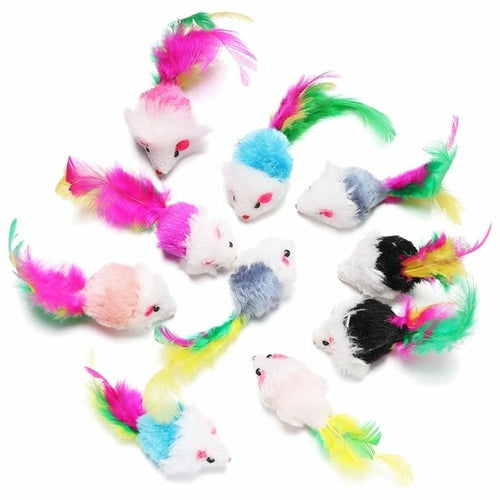 10pcs/set Funny Rabbit Fur False Mouse Pet Cat Toys Mini Funny Playing