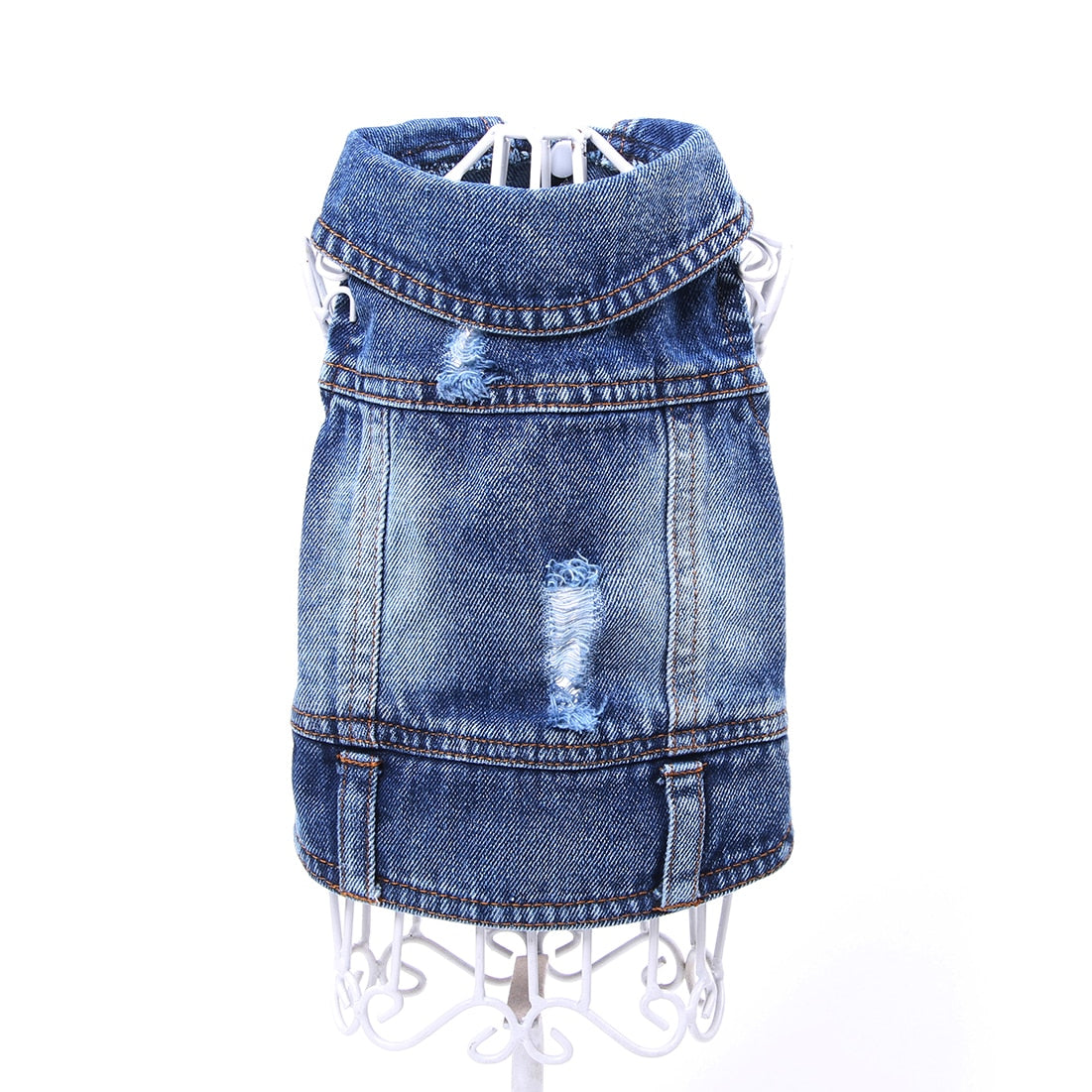 Dog Jeans Jacket New Cute Face Blue Denim Coat Vest Pet Puppy Clothes