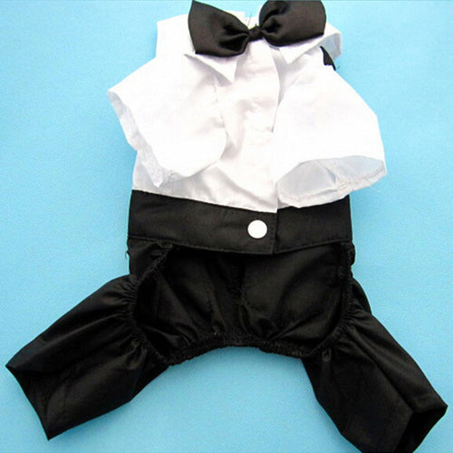 Gentleman Dog Clothes Wedding Suit Formal Shirt For Small Dogs Bowtie