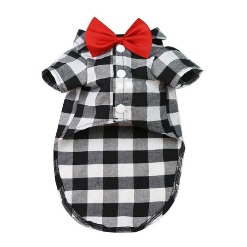 Pet Clothes Dogs Plaid Striped Shirt Suit Wedding Dress Puppy Coat