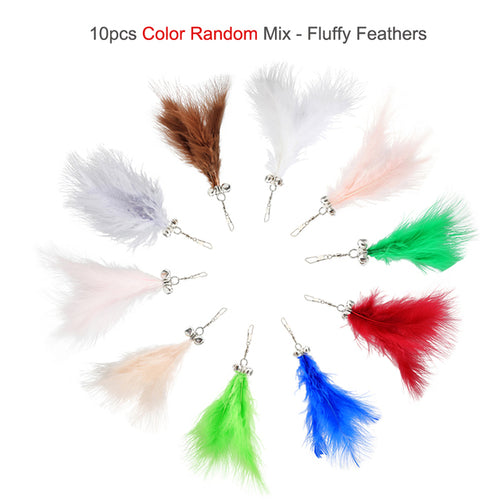 10pcs Short Feather Cat Toy Diy Replace Cat Teaser Stick Replacement