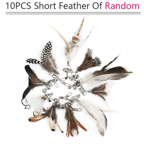 10pcs Short Feather Cat Toy Diy Replace Cat Teaser Stick Replacement