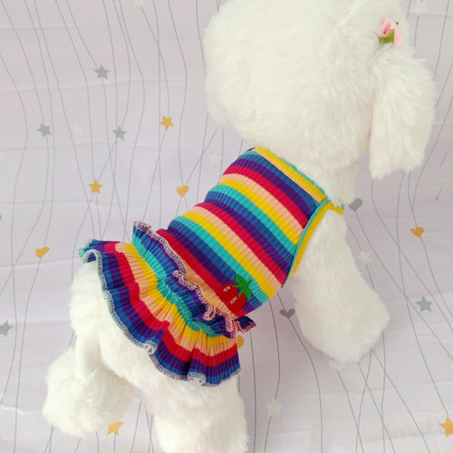 2021 Rainbow Strip Pet Dog Clothes Spring Pet Clothing For Small