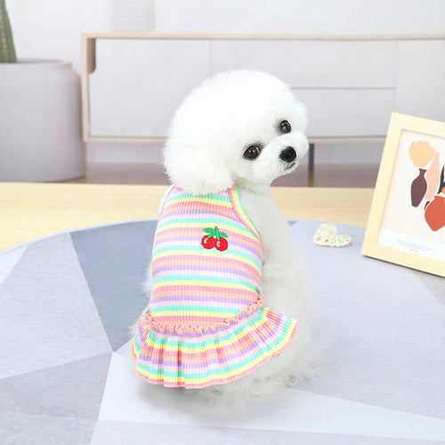 2021 Rainbow Strip Pet Dog Clothes Spring Pet Clothing For Small