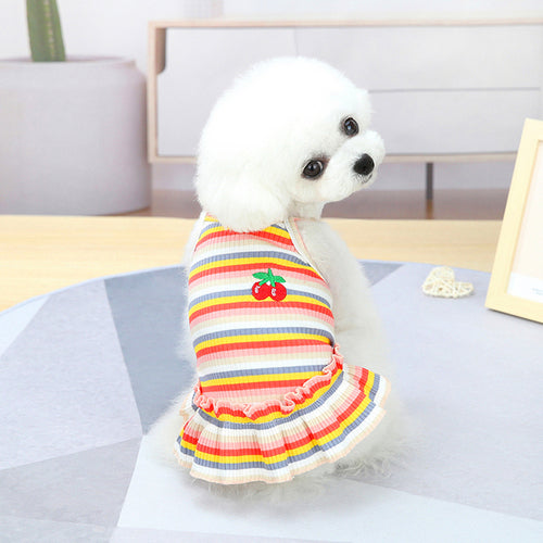 2021 Rainbow Strip Pet Dog Clothes Spring Pet Clothing For Small