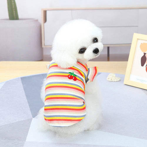 2021 Rainbow Strip Pet Dog Clothes Spring Pet Clothing For Small