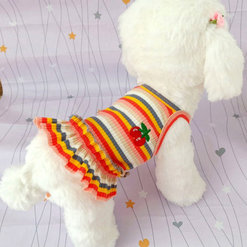 2021 Rainbow Strip Pet Dog Clothes Spring Pet Clothing For Small