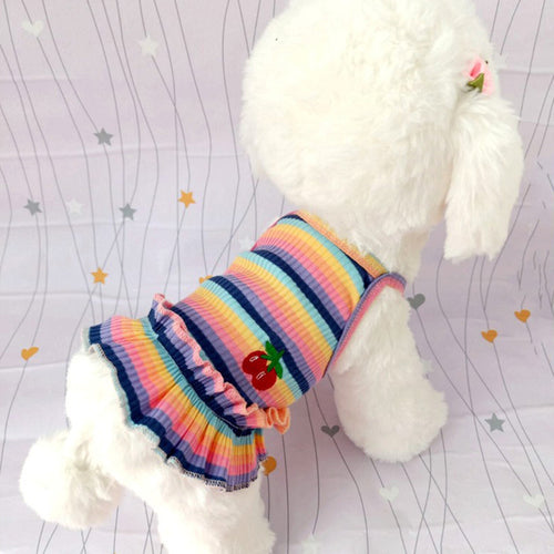 2021 Rainbow Strip Pet Dog Clothes Spring Pet Clothing For Small