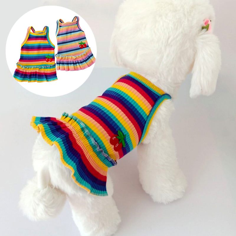 2021 Rainbow Strip Pet Dog Clothes Spring Pet Clothing For Small