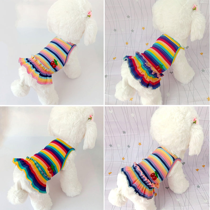 2021 Rainbow Strip Pet Dog Clothes Spring Pet Clothing For Small