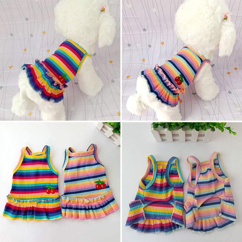 2021 Rainbow Strip Pet Dog Clothes Spring Pet Clothing For Small