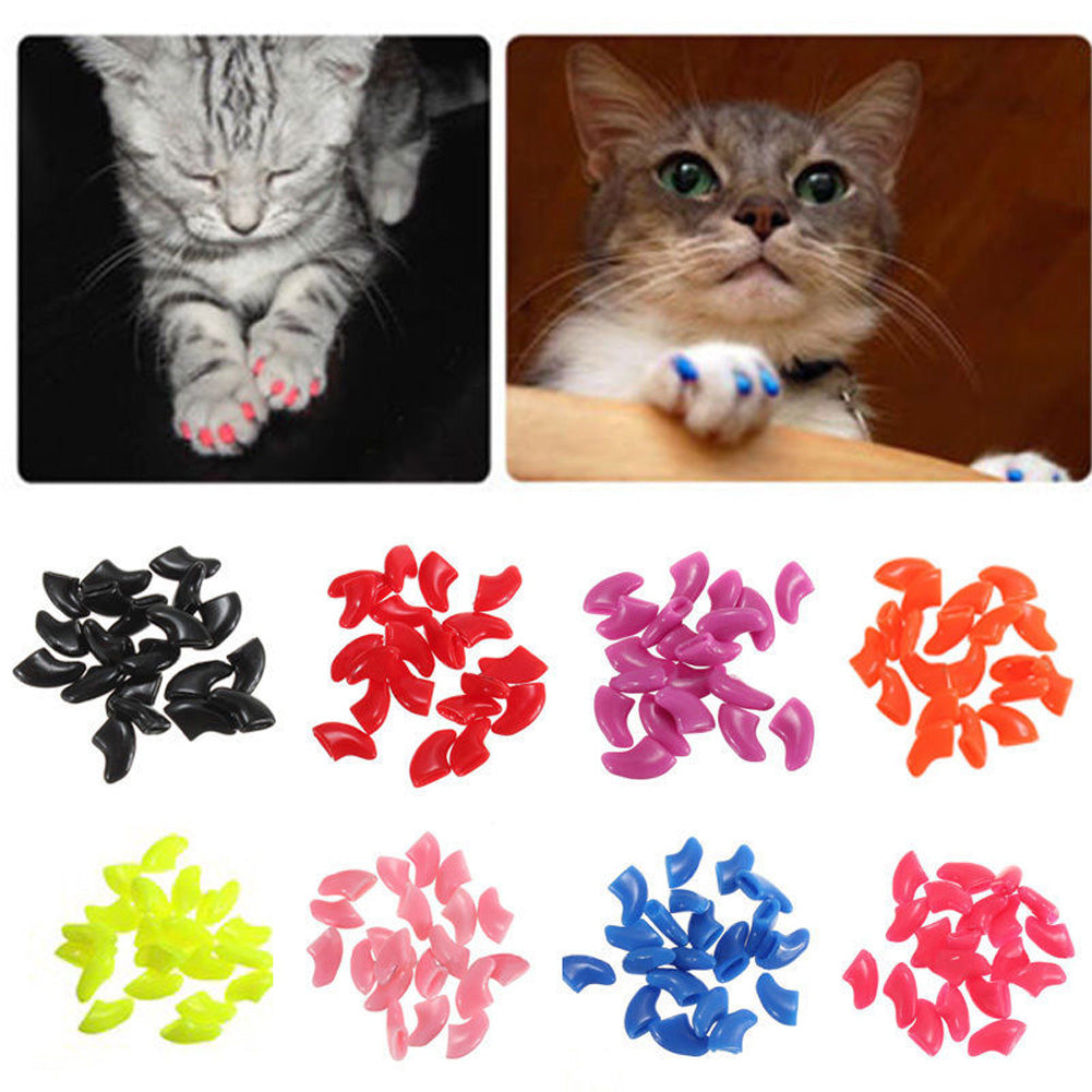 20pcs Silicone Soft Cat Nail Cap Cat Paw Claw Pet Nail Protector Cat