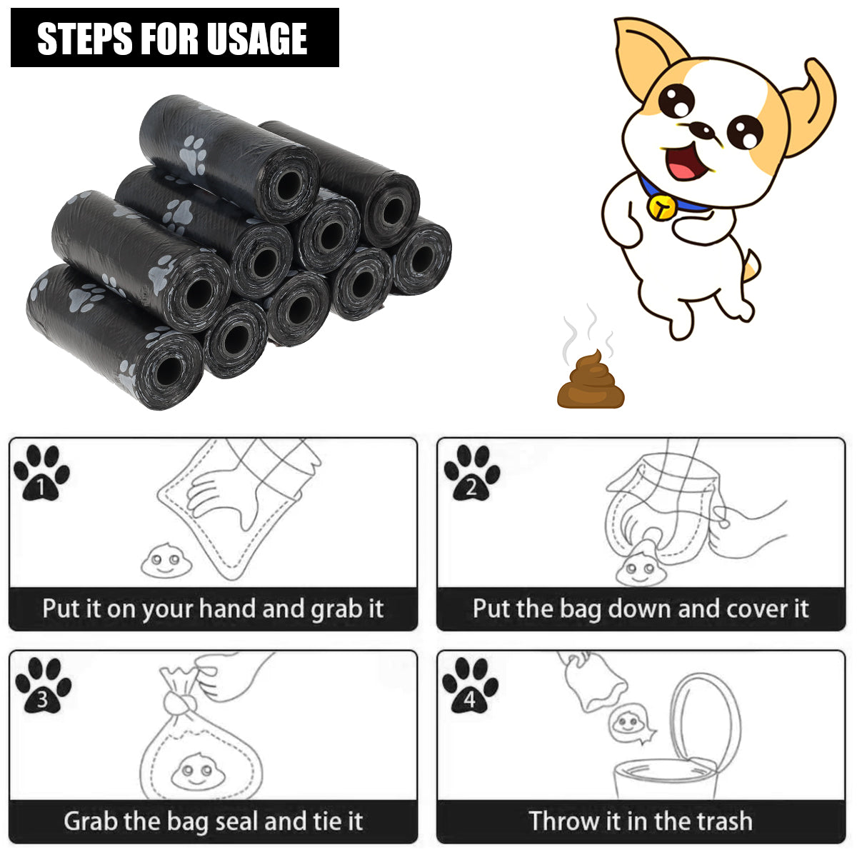 30roll Dog Poop Bags Biodegradable Eco Pet Waste Bag With Breakpoint