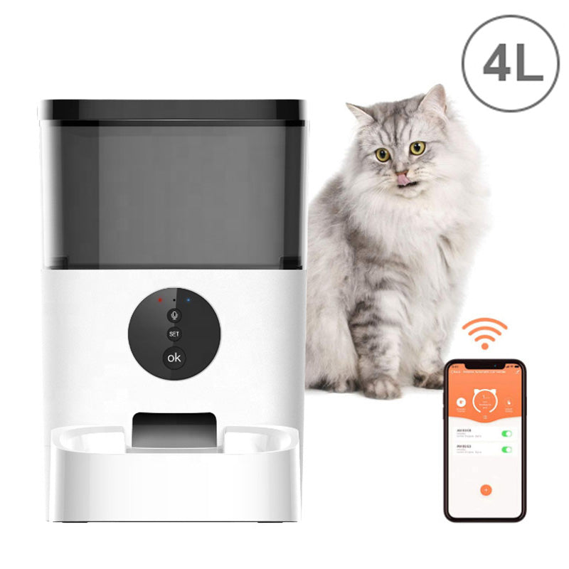 4l Pet Automatic Feeder Wifi/button Version Timed Smart Remote Control