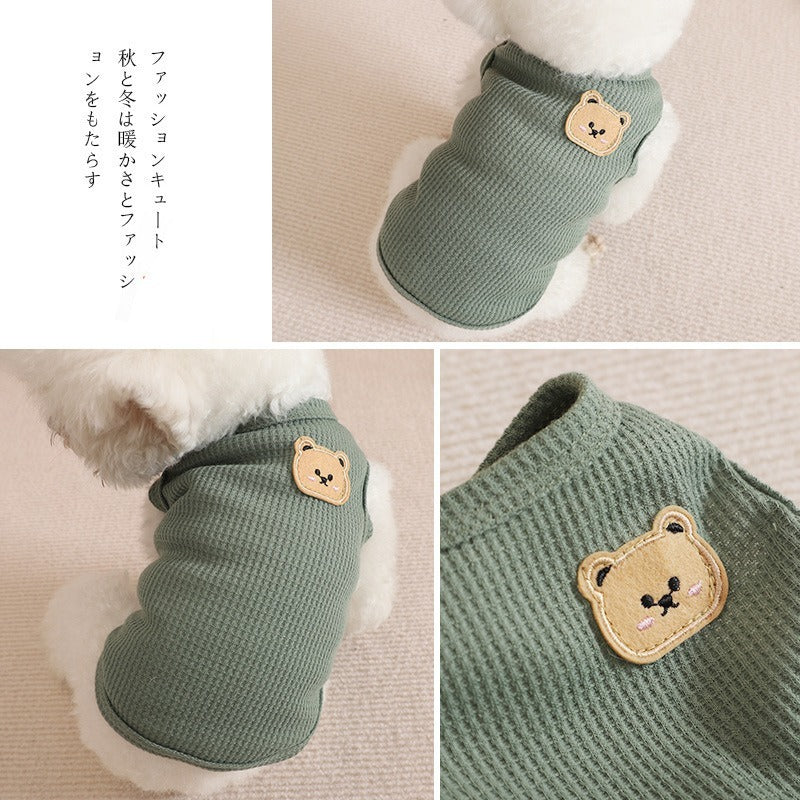 Bear Vest Pet Dog Clothes Cat Solid T shirt Clothing Dogs Thin Small