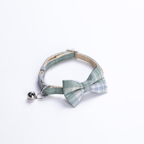 Cat Collar Small Dog Plaid Bell Collar Cat Bow Necklace Pet