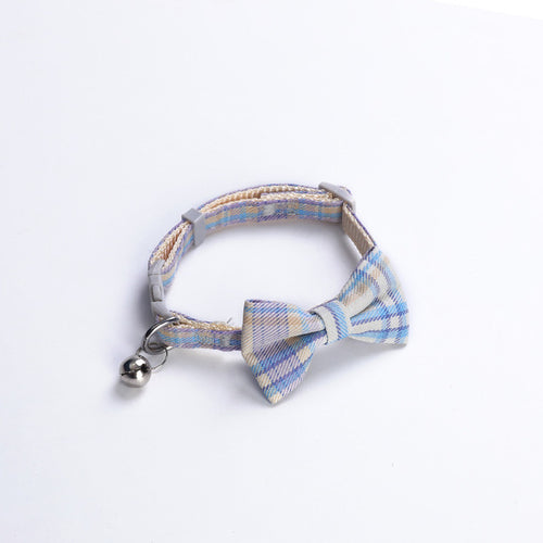 Cat Collar Small Dog Plaid Bell Collar Cat Bow Necklace Pet