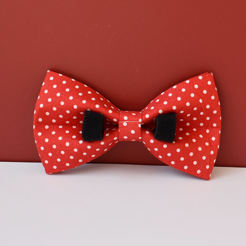 Cotton & Webbing, Red Dot Bowtie Dog Collar, Adjustable Dog Collars