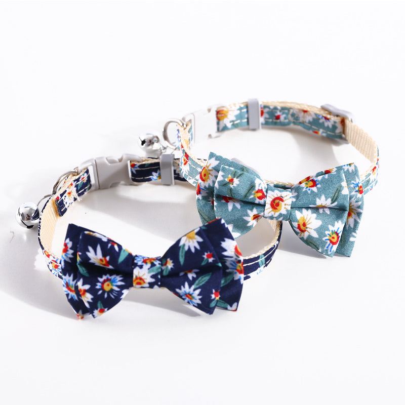 Daisy Flowers Pet Collar Cute Pet Bow Adjustable Tie Lovely Pet