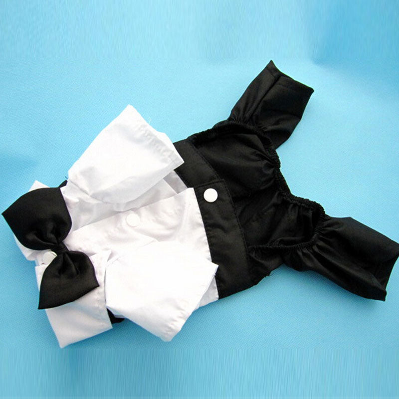 Gentleman Dog Clothes Wedding Suit Formal Shirt For Small Dogs Bowtie