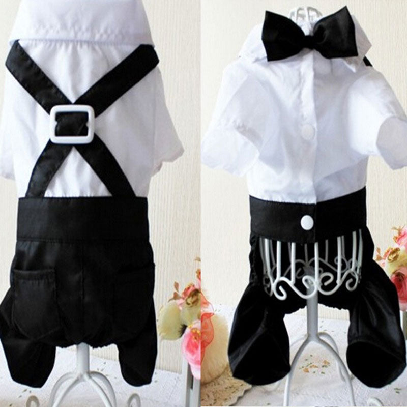 Gentleman Dog Clothes Wedding Suit Formal Shirt For Small Dogs Bowtie