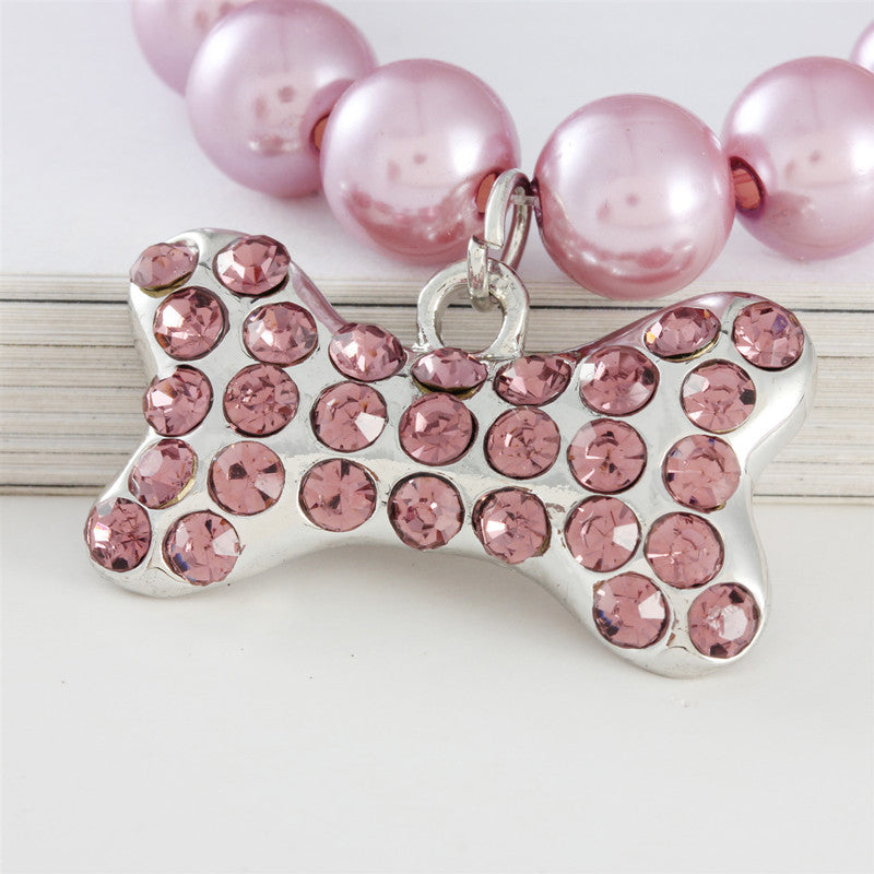 Imitation Pearl Cute Dog Necklace Pet Collar Accessories Jewelry Neck