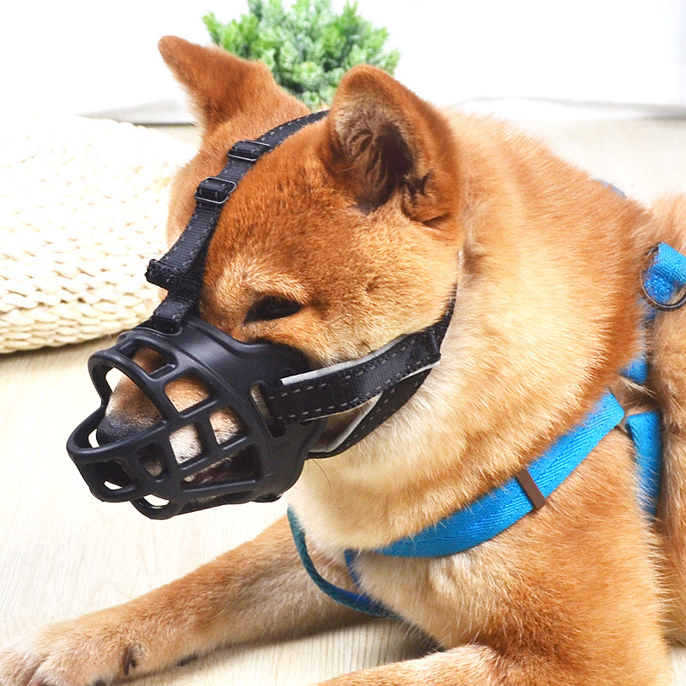 Pet Dog Muzzle Adjustable Breathable Mask Anti Bark Bite Chew Safety