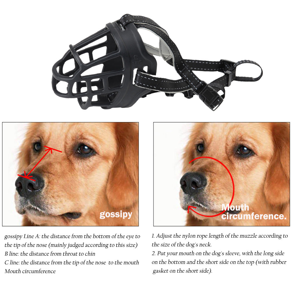 Pet Dog Muzzle Adjustable Breathable Mask Anti Bark Bite Chew Safety