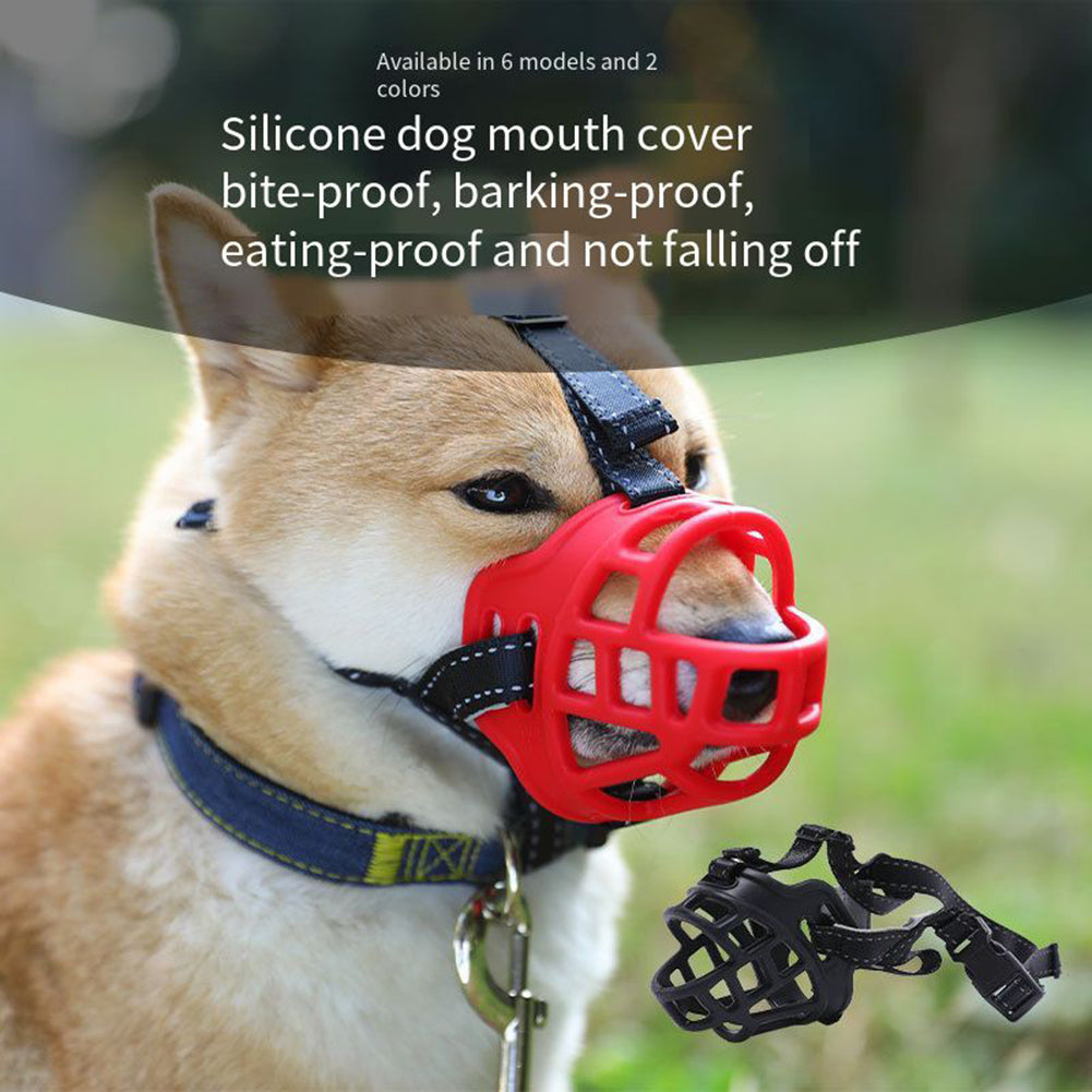 Pet Dog Muzzle Adjustable Breathable Mask Anti Bark Bite Chew Safety