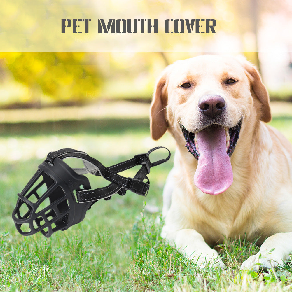 Pet Dog Muzzle Adjustable Breathable Mask Anti Bark Bite Chew Safety