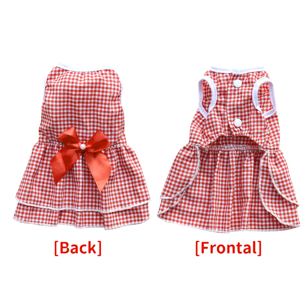 Pet Skirt Dogs And Cats Plaid Dress Skirt Bow Tie Skirt Dog Dress Cute