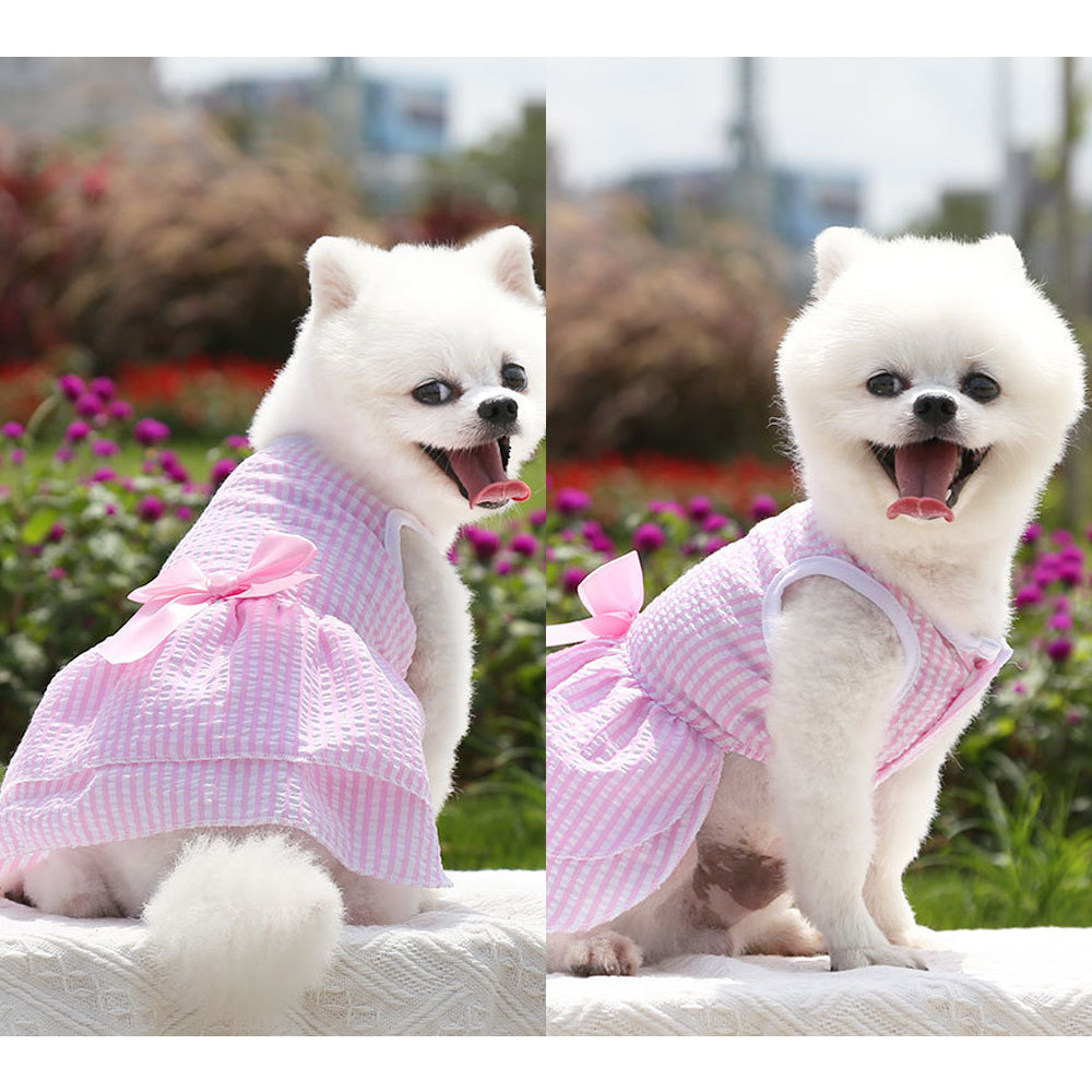 Pet Skirt Dogs And Cats Plaid Dress Skirt Bow Tie Skirt Dog Dress Cute