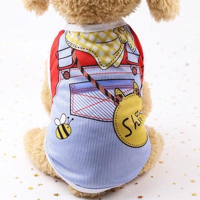 Pet Spring and Summer Vest Fake Suspender Vest Teddy Bear Dog Clothes