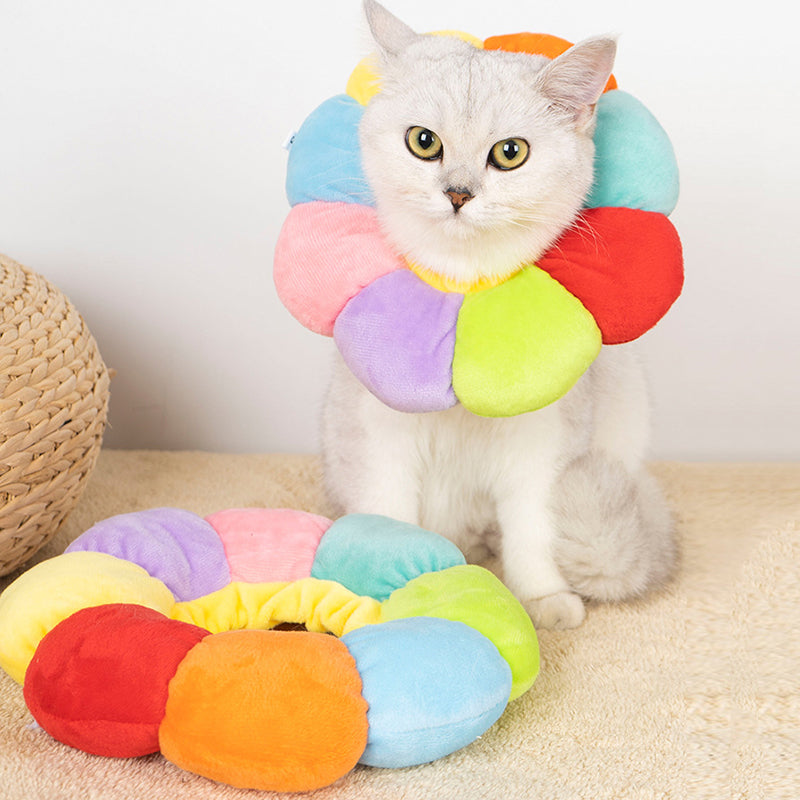 Rainbow Flower Cat Elizabethan Collar Pet Dog Neck Cone Recovery