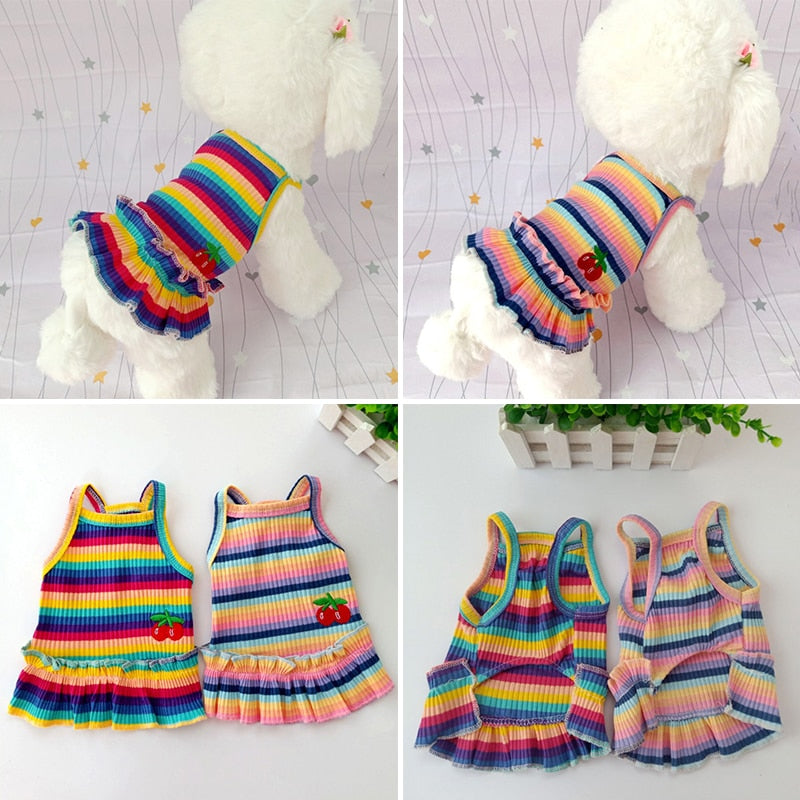 Rainbow Suspender Skirt Dog Clothes Dress Super Dogs Clothing Pet