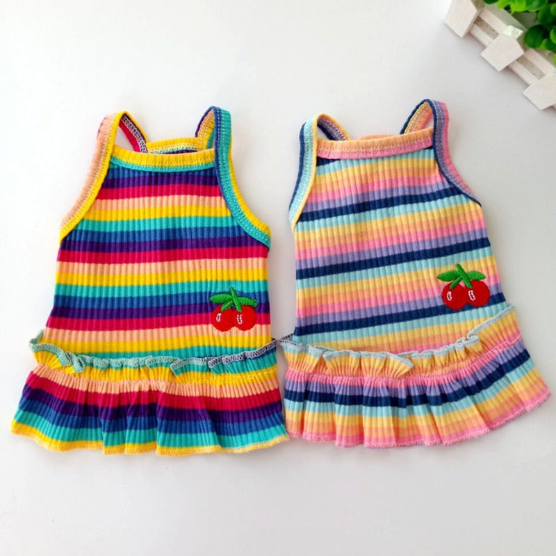 Rainbow Suspender Skirt Dog Clothes Dress Super Dogs Clothing Pet