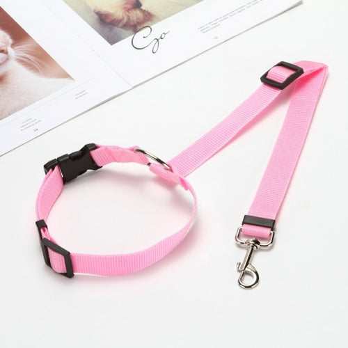 Solid Two in one Pet Car Seat Belt  Lead Leash BackSeat Safety Belt