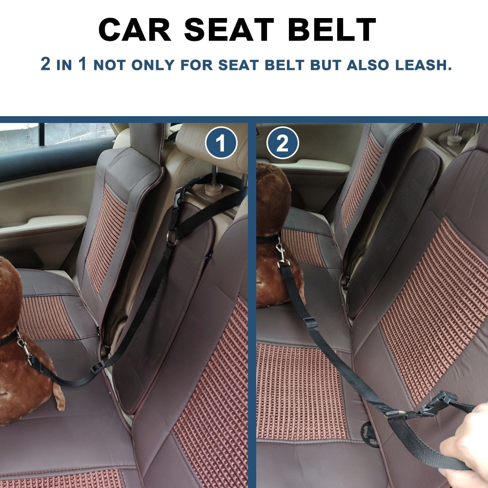 Solid Two in one Pet Car Seat Belt  Lead Leash BackSeat Safety Belt