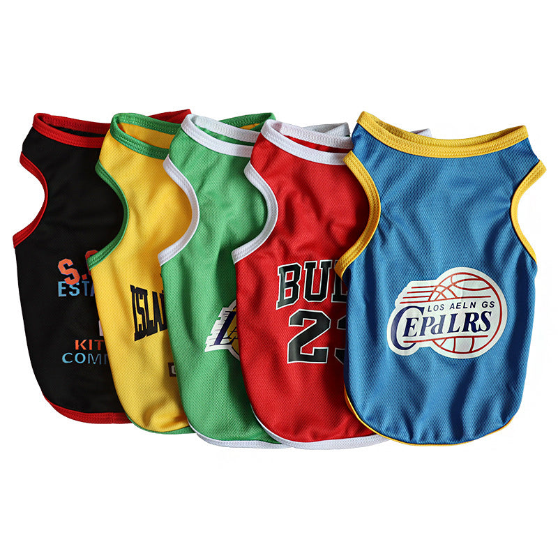 Summer Dog Clothes Breathable Basketball Jersey Puppy Cats Vest