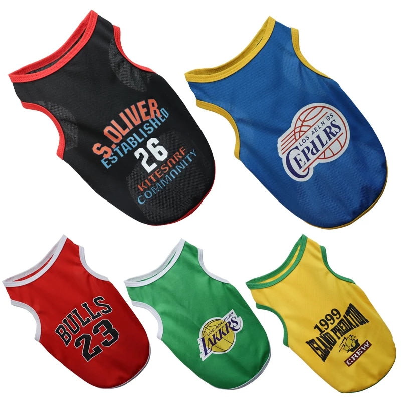 Summer Dog Clothes Breathable Basketball Jersey Puppy Cats Vest