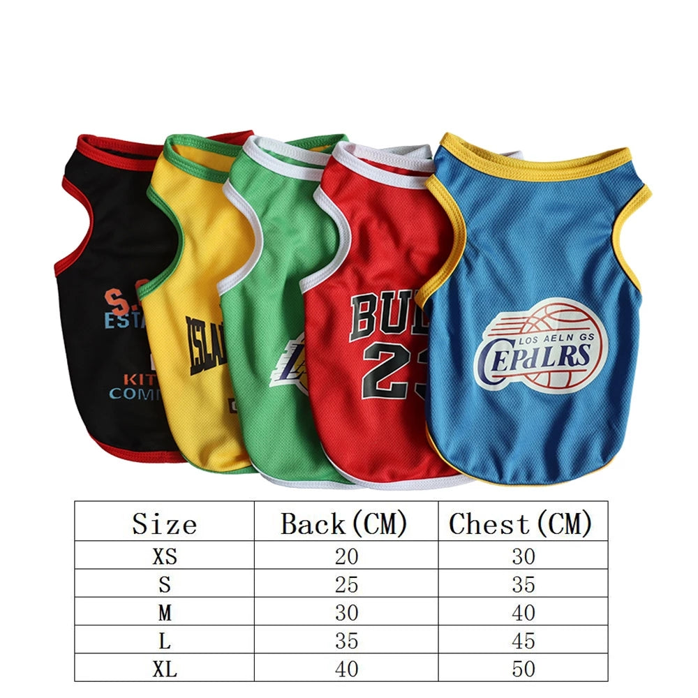 Summer Dog Clothes Breathable Basketball Jersey Puppy Cats Vest