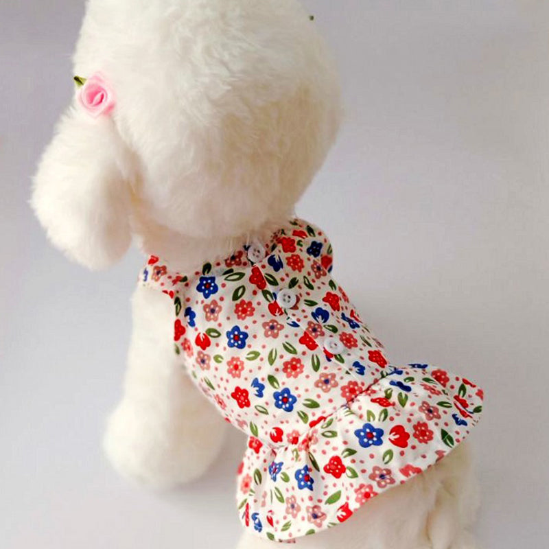 Summer Dog Clothes Cute Floral Sling Dress Thin Skirt Sunscreen For